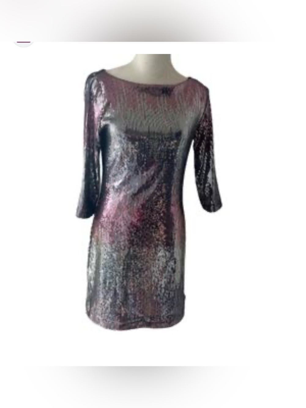 Karen Kane Iridescent Sequin Long-Sleeve Shift Dress